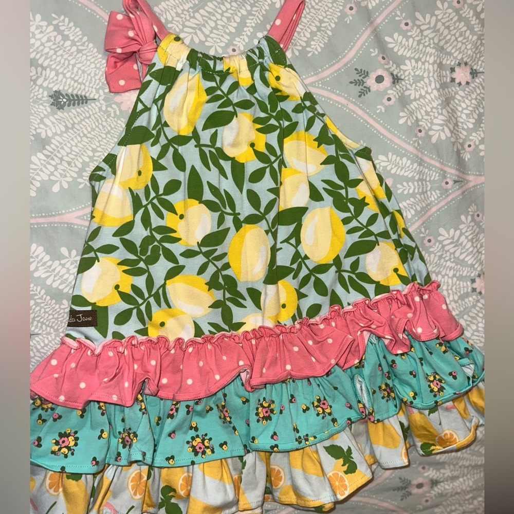 Matilda Jane Lemon Print Dress with Pink Bow - Picture 4 of 4